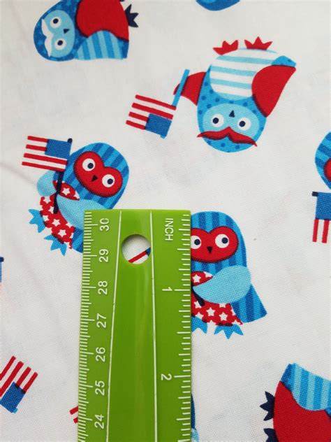 Patriotic Fabric Red White Blue Fabrics Etsy