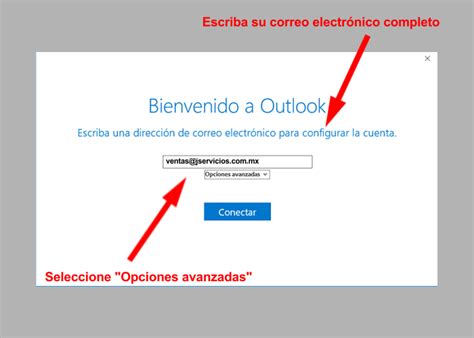 CONFIGURACIÓN DE UNA CUENTA DE CORREO EN OUTLOOK 2016 PARA PAGINAS WEB