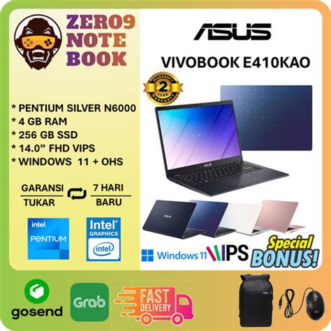 Jual Laptop Asus Vivobook E Kao Pentium Silver N Ram Gb Gb