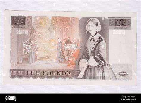 The Back Of An Old English Ten Pound Note With Florence Nightingale