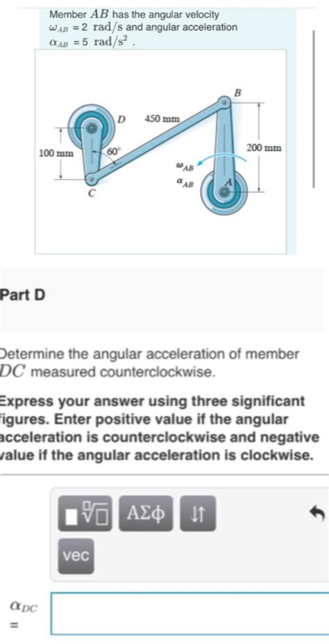 Solved Member AB has the angular velocity ωAB 2rads and Chegg