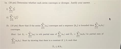 Solved La 10 Pts Determine Whether Each Series Converges