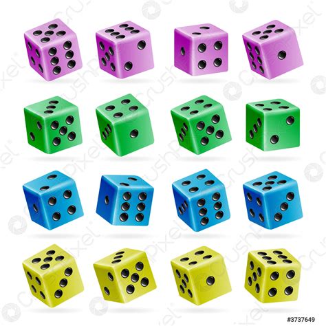 Playing Dice Vector Set 3d Realistic Cubes With Dot Numbers Stock