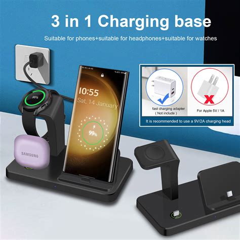 3in1 Charger Dock Fast Charging Station For Galaxy Watch Samsung S24 S23 Note20 Ebay