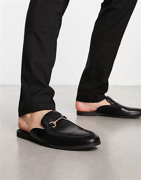 Truffle Collection Snaffle Trim Mule Loafers In Black Asos