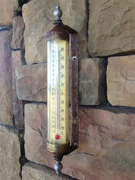 Vintage Outdoor Thermometer Cool Long Rusty Temperature Gauge Etsy Outdoor Thermometer