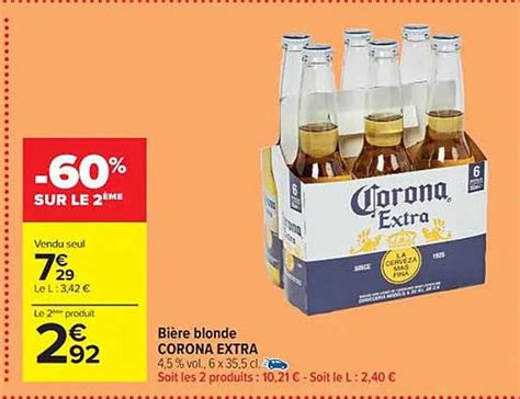 Promo Bi Re Blonde Corona Extra Chez Carrefour Market Icatalogue Fr