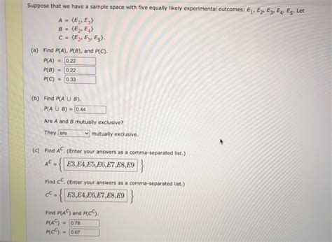 Solved Suppose That We Have A Sample Space With Five Equally