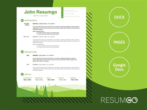 SEMELE Resume Template With A Green Landscape Footer Resume