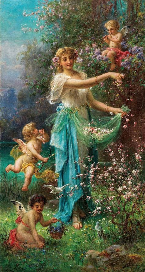 An Allegory Of Spring With Cupid By Hans Zatzka Artvee