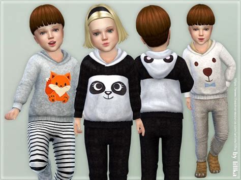 The Sims Resource Hooded Overall For Toddler By Lillka • Sims 4 Downloads