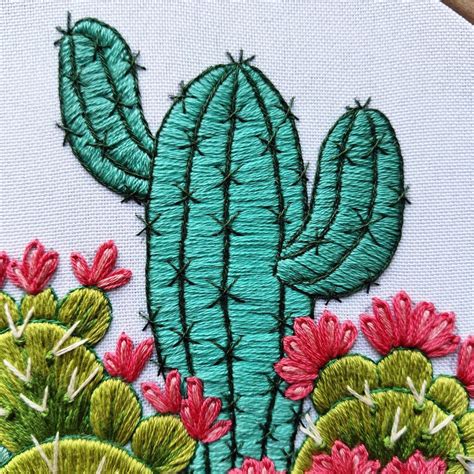 Hand Embroidery Kit Cactuses And Succulents Contains Detailed