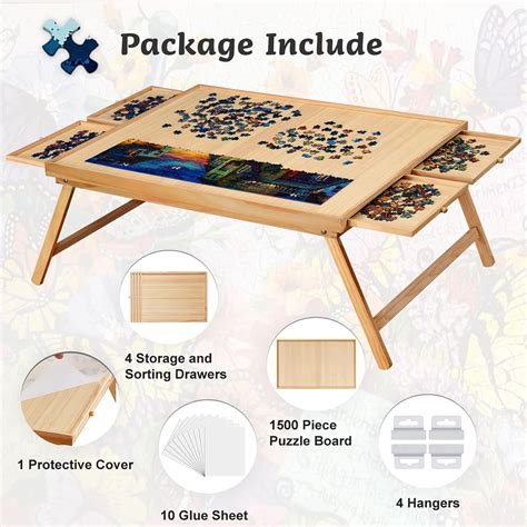 Folding Puzzle Table Puzzle Board With Foldable Legs And 4 Drawers