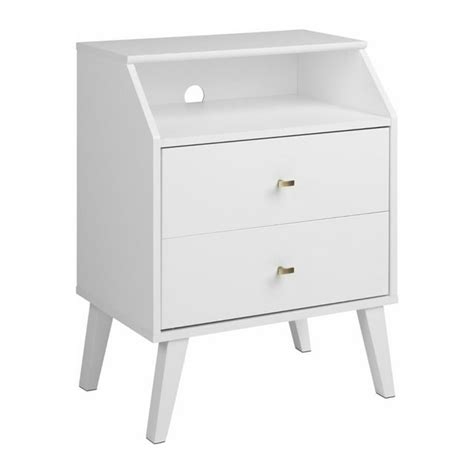 Prepac Milo Mid Century Modern 2 Drawer Nightstand With Angled Top