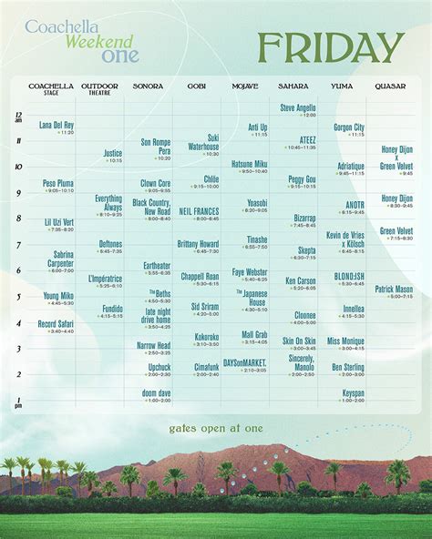 Coachella Lineup Times And Dates Nora Hiba