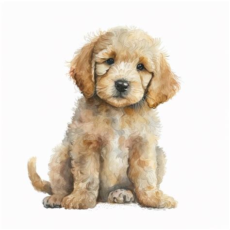 Premium AI Image | A watercolor drawing of a puppy with a black nose.