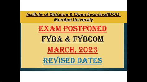 Idol Exam Postponed Fybcom Fyba Sem I Mumbai University Youtube