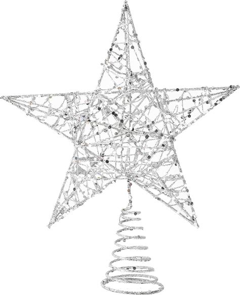 Amazon DERAYEE Christmas Star Tree Topper Xmas Silver Glittered