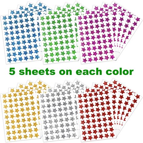 Snapklik 1620 Pack 6 Colors Holographic Small Star Stickers For