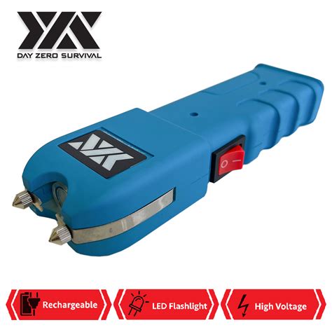 DZS Blue Stun Gun Heavy Duty Rechargeable With LED Flashligh