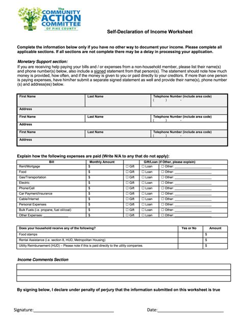 Income Self Worksheet Fill Out Sign Online DocHub