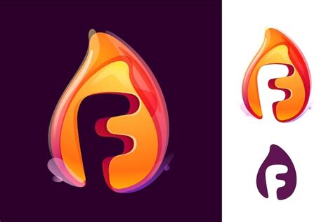 Premium Vector F Letter Logo In Fire Flame Negative Space 3d