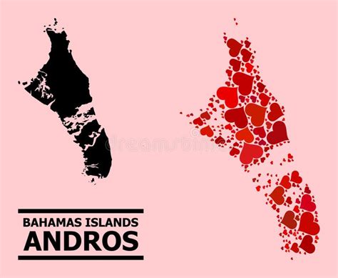 Mappa Del Mosaico A Cuore Rosso Dell Isola Di Bahamas Andros