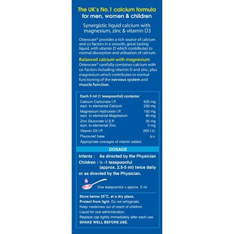 Buy Osteocare Suspension-calcium, Magnesium, Zinc & Vitamin D3 ...