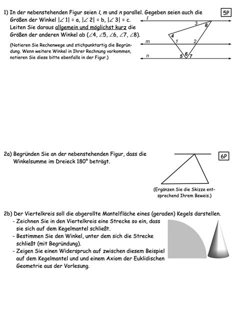 Altklausur Wi Se 18 19 Geometrie Studocu