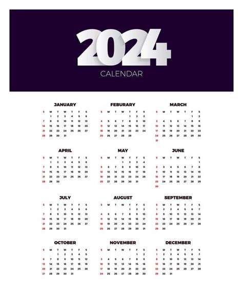 Kalender Sjabloon Vector Eenvoudig Minimaal Ontwerp Planner