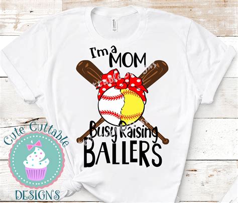 Mom Busy Raising Ballers Svg Baseball Svg Red Bandana Etsy Softball