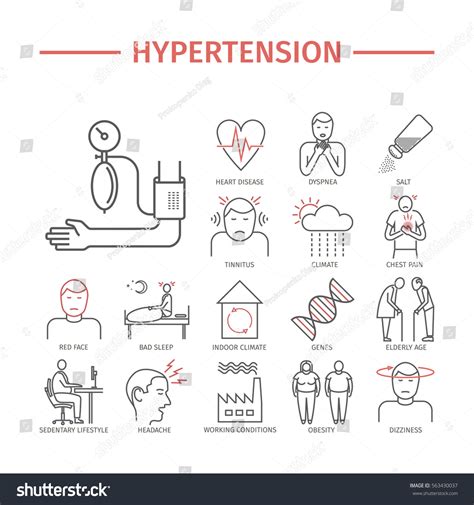 Hypertension Symptoms Treatment Line Icons Set Stock Vector Royalty Free 563430037