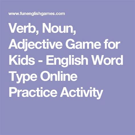 Verb Noun Adjective Game For Kids English Word Type Online Practice