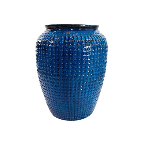 Vaso Vietnamita Pattaya Importado em Cerâmica Azul Royal Kayu Home