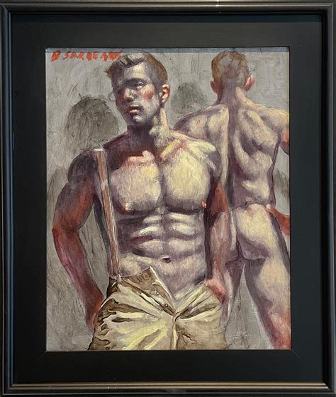Mark Beard - In the Locker Room (Oil Painting of Male Nude wrapped in