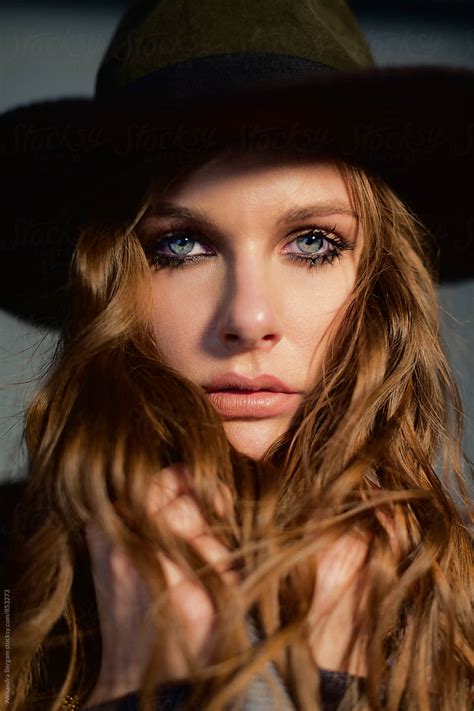 Woman Beauty With Blue Eyes And Hat By Stocksy Contributor Alexandra Bergam Stocksy