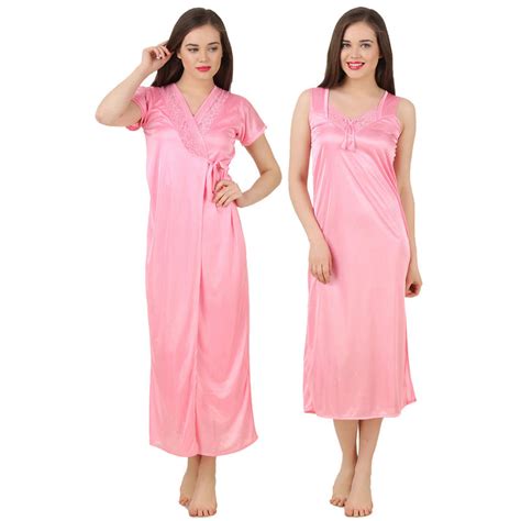 Buy Fasense Women Satin Nightwear Sleepwear Pc Set Of Nighty Robe