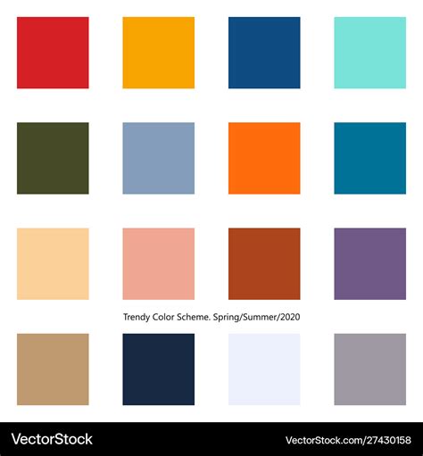 Trendy Color Palette For Spring And Summer Season Vector Image