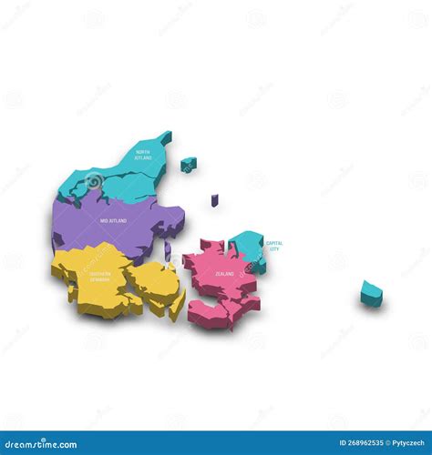 Denmark Political Map Of Administrative Divisions Vector Illustration