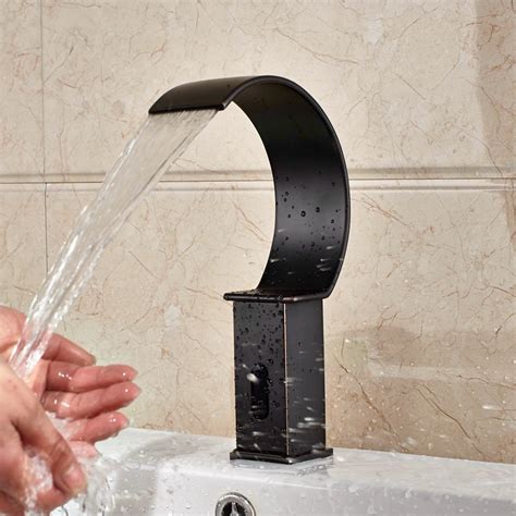 Juno Chrome Widespread Waterfall Automatic Sensor Bathroom Faucet