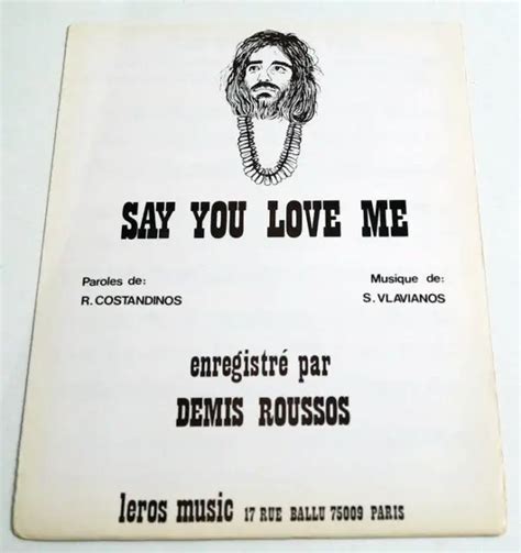 Partition Vintage Sheet Music Demis Roussos Say You Love Me S