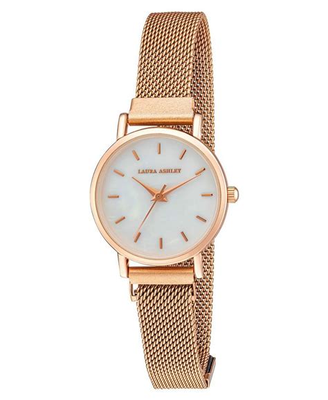 Laura Ashley Womens Sleek Blush Alloy Mesh Magnet Bracelet Watch 29mm