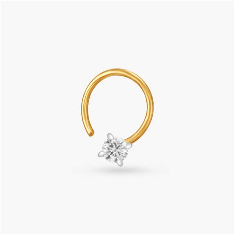 Stunning Single Stone Gold And Diamond Nose Pin