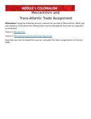 Understanding Mercantilism And Trans Atlantic Trade In British Course