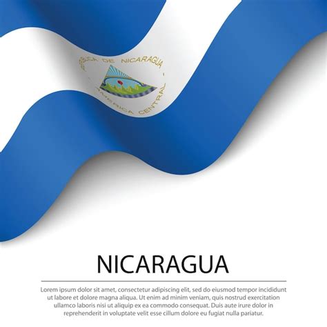 Bandeira Da Nicarágua Em Fundo Branco Modelo De Vetor De Banner Ou Fita Para O Dia Da