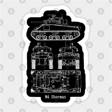 M4 Sherman World War 2 Vehicle Blueprint M4 Sherman Sticker