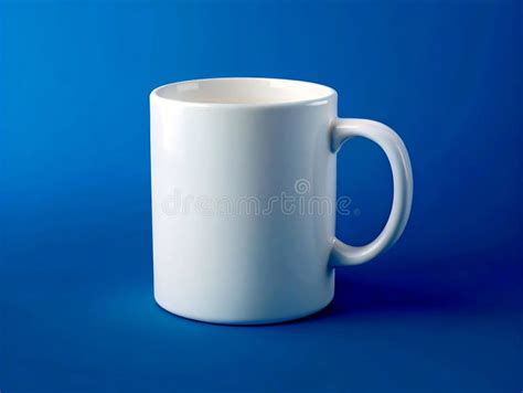 A Blank White Ceramic Mug Mockup On Navy Blue Stock Illustration