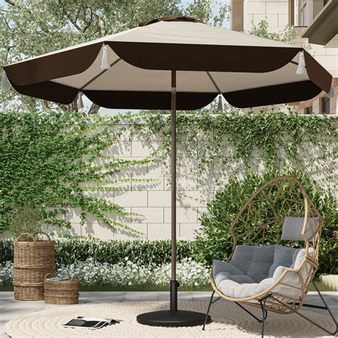 Grand Patio 9ft Patio Umbrella With Fringe Outdoor Tassel Umbrella