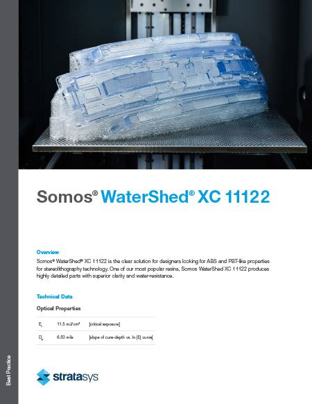 Somos Watershed® Xc 11122 User Guide Stratasys 3d Printers