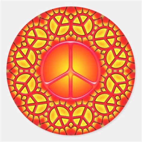 RETRO PEACE SIGN CLASSIC ROUND STICKER | Zazzle